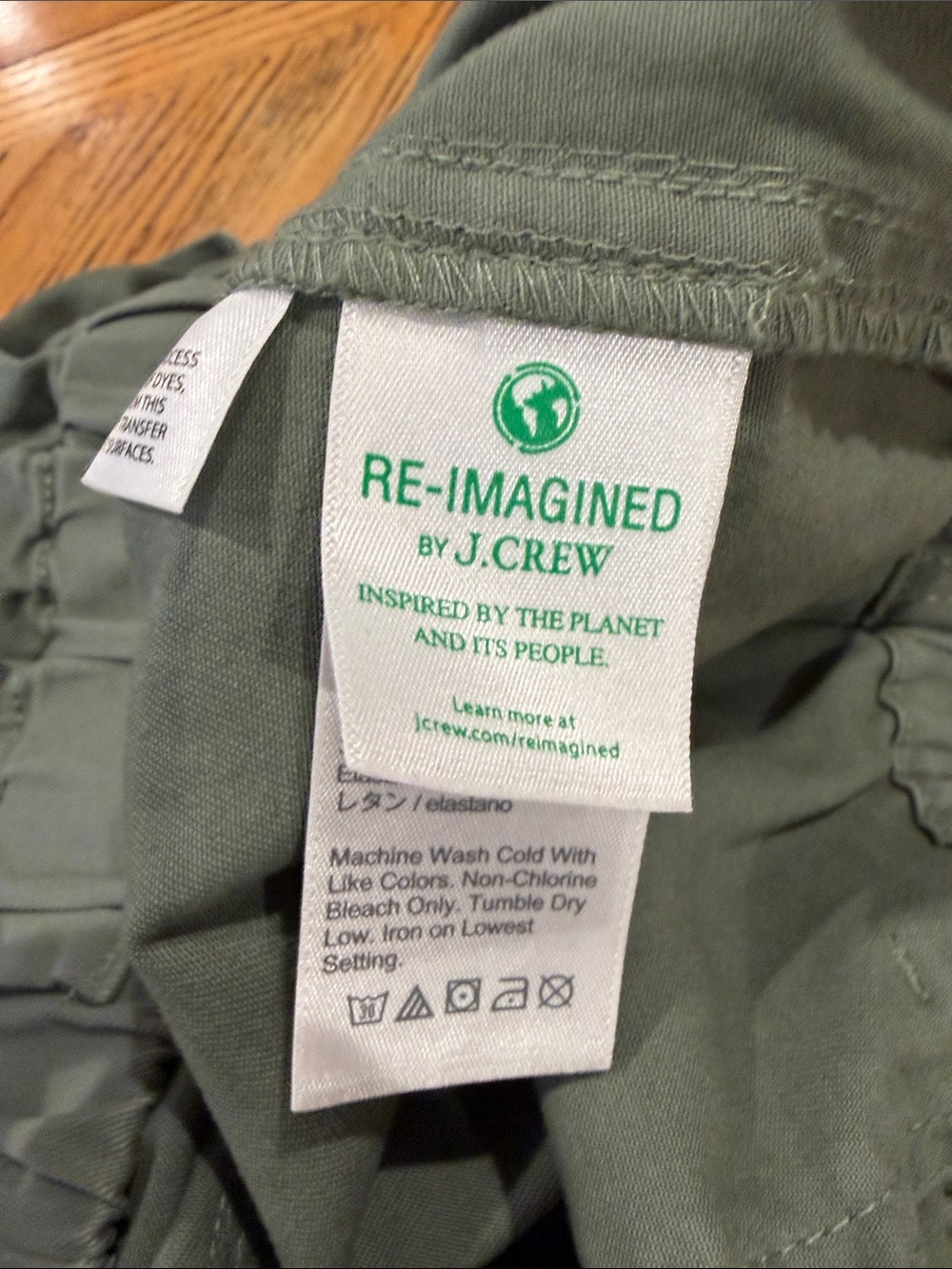 J. Crew Elastic High Rise Baggy Green Cropped Wide Leg Chino Pants - Size Medium - Picture 8 of 14